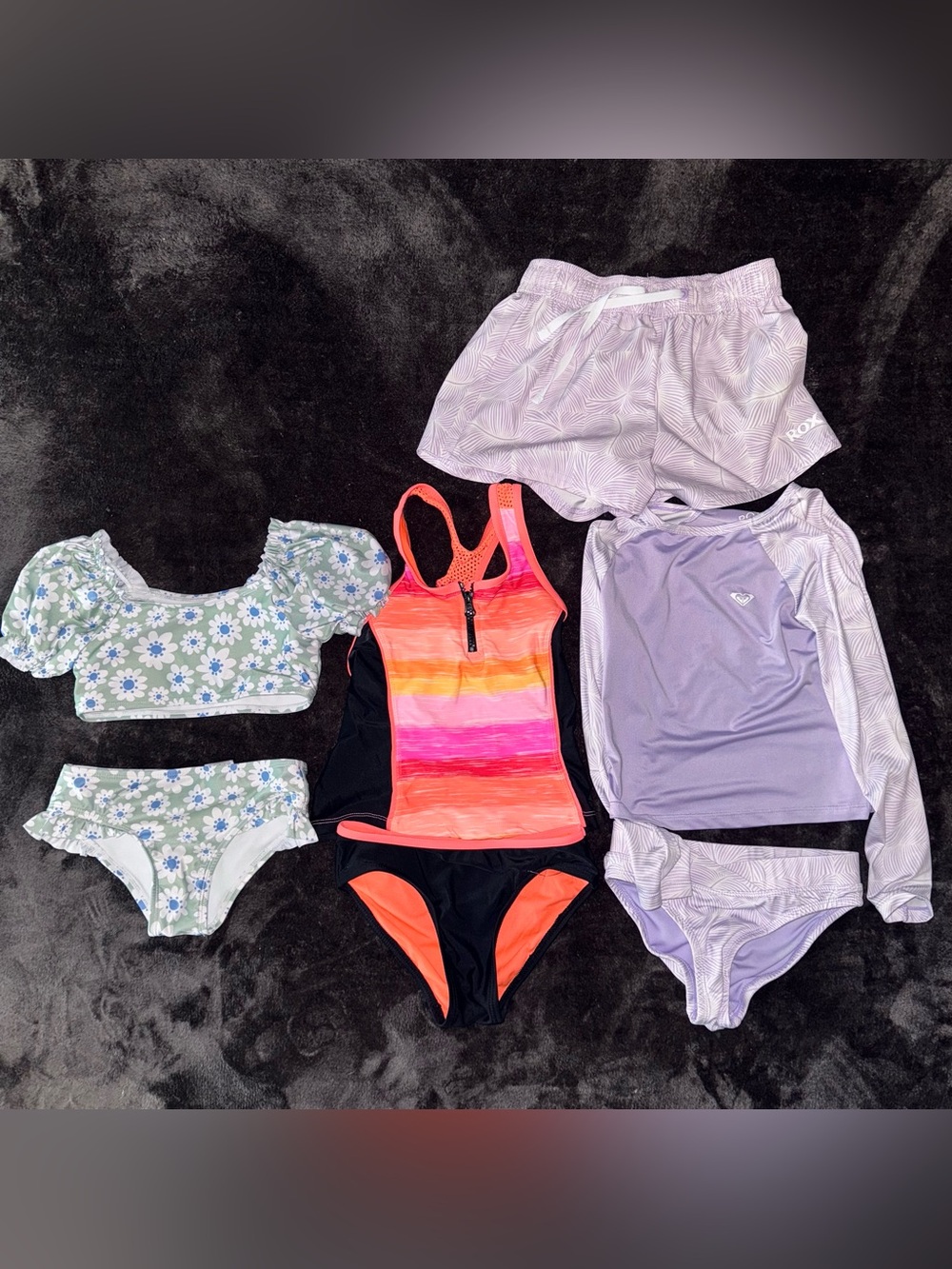 Girls Swimsuit Bikini Swim Bundle of 3 - Gerry, Roxy, Wonder Nation Lot 5T-6